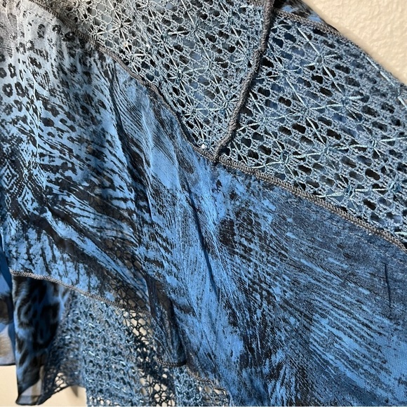 NEW Adore Women Duster Cardigan XL Snake‎ Animal Print Dip Dye Handkerchief Gray - Picture 6 of 9